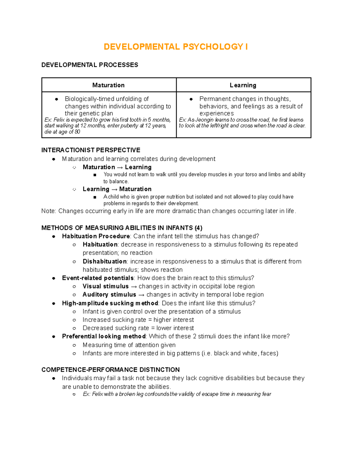 PSYCH 1XX3 - Key Concepts for Final Exam in Developmental Psychology ...