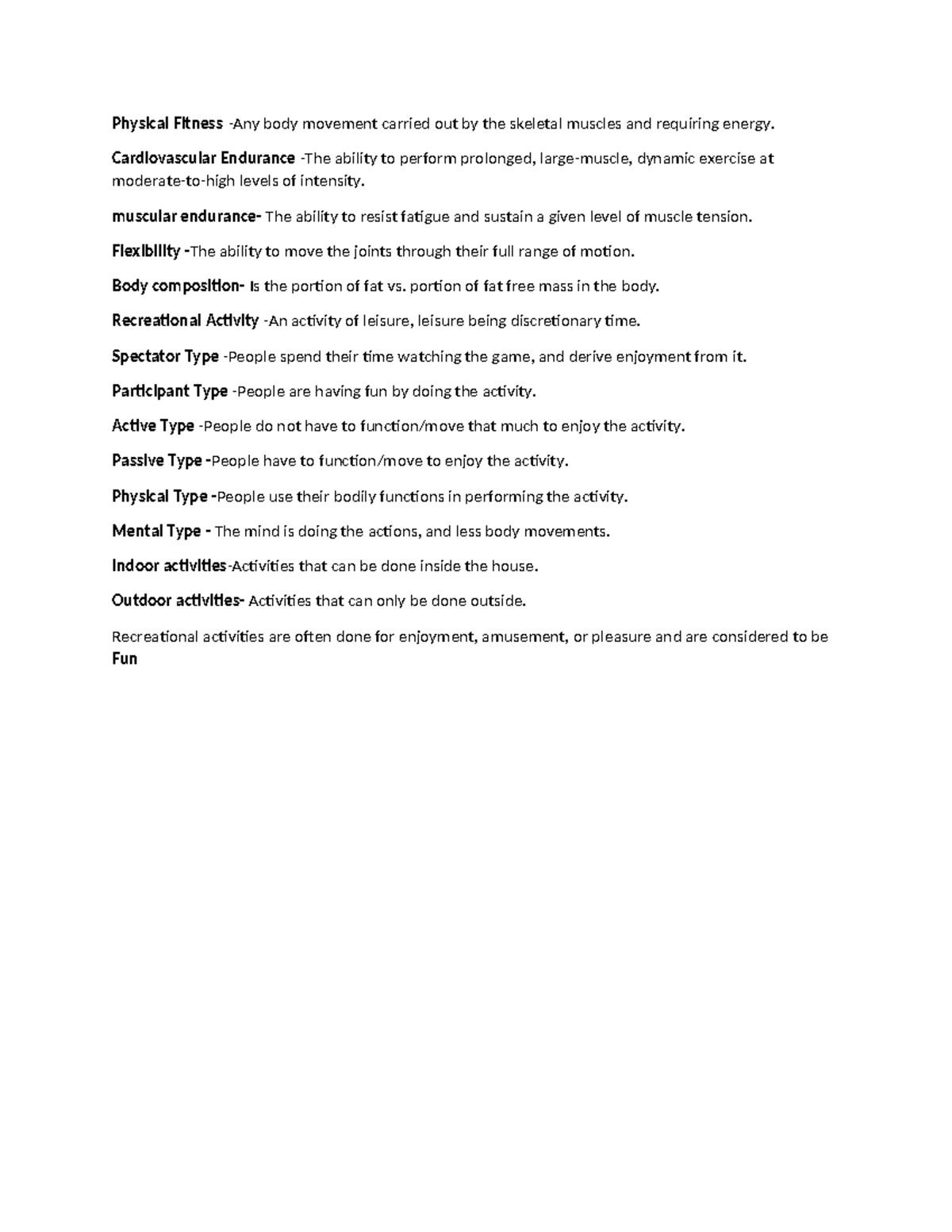PE 101 Final Exam Reviewer - Physical Fitness Concepts - Studocu