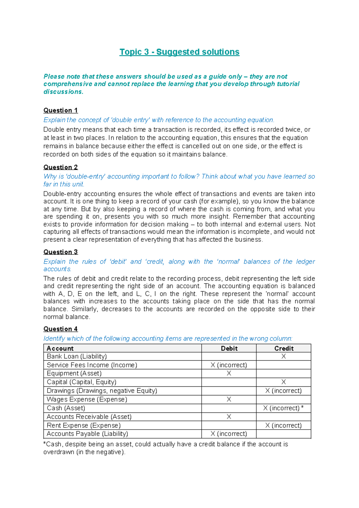 Topic 3 Tutorial Solutions (week 4) - Topic 3 - Suggested solutions ...