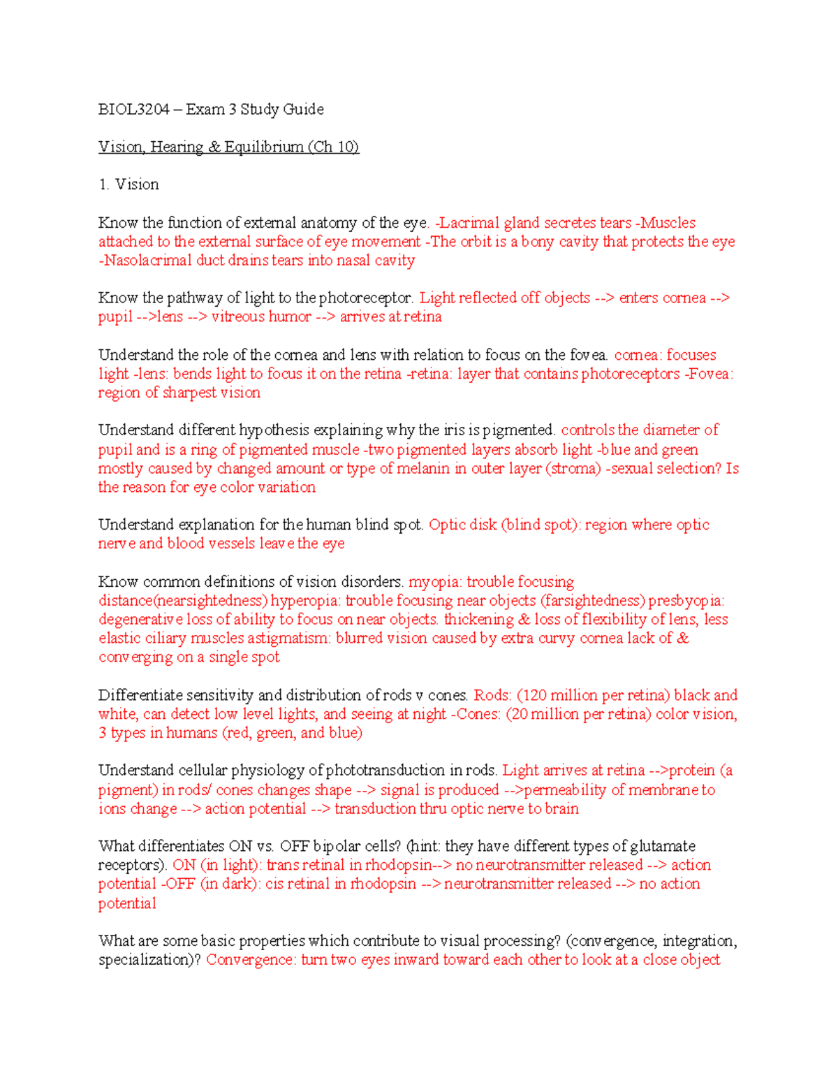 BIOL3204 – Exam 3 Study Guide on Vision, Hearing, and Muscle Physiology ...