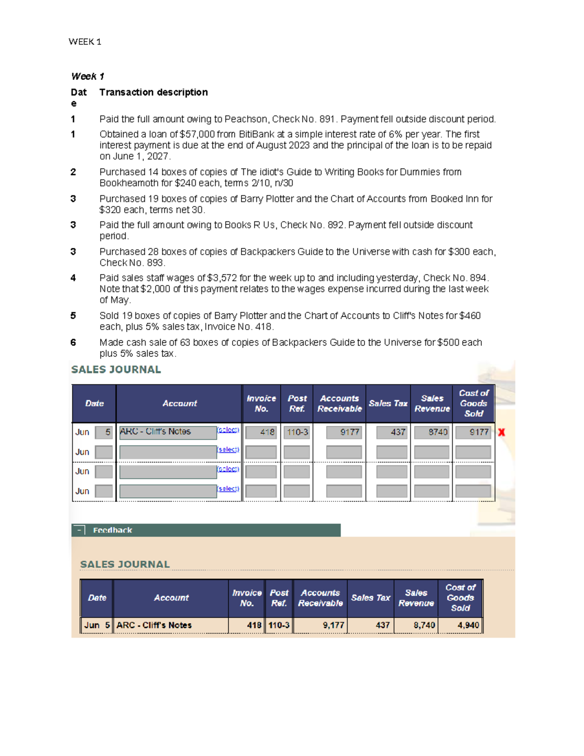WEEK 1 PERDISCO: Transaction Details and Financial Overview - Studocu