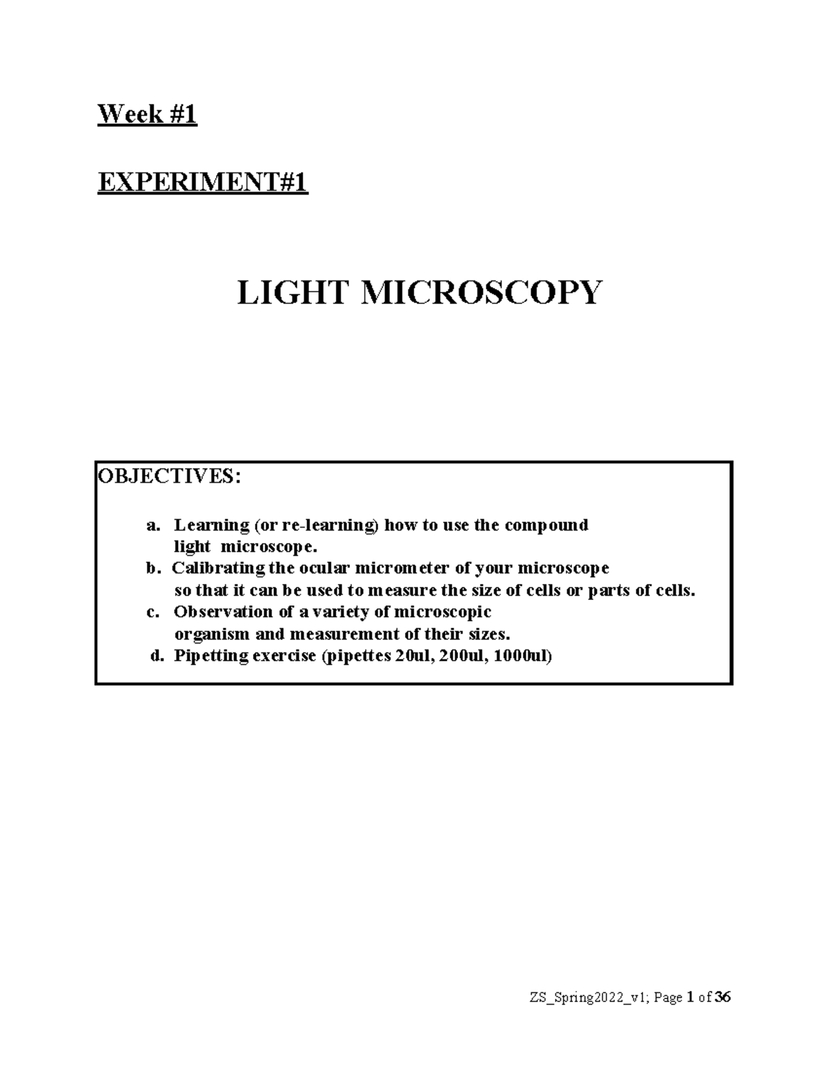 Bio303 2026 Lab Manual: Light Microscopy & Cell Measurement Techniques ...