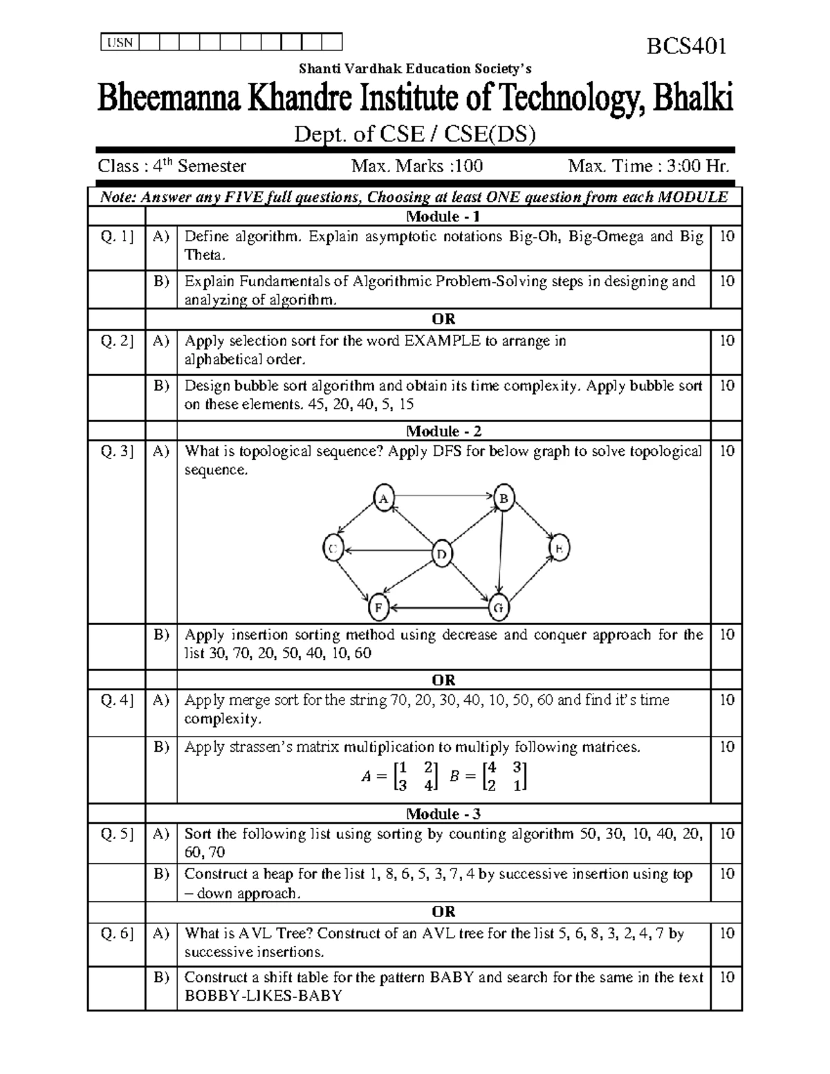 Bruteforce Approaches analysis and design of algorithms BCS401 module 1 ...