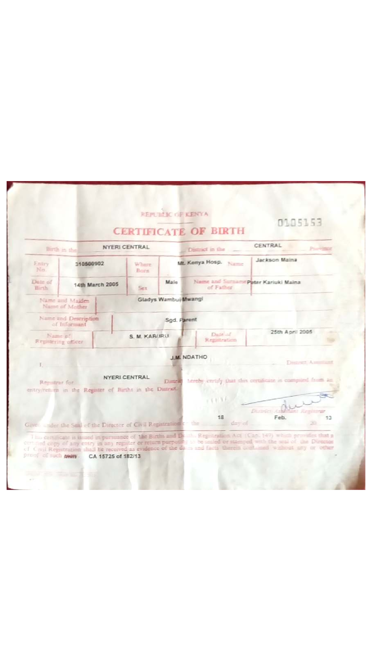 Pdf 1692965684804 - Cool - REPUBLIC OF KENYA 0105153 CERTIFICATE OF ...
