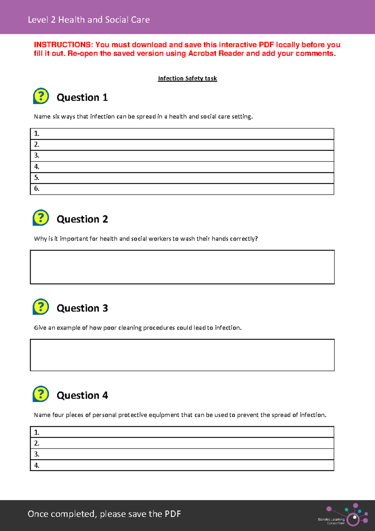 Infection Safety Interactive PDF - Level 2 Health & Social Care - Studocu