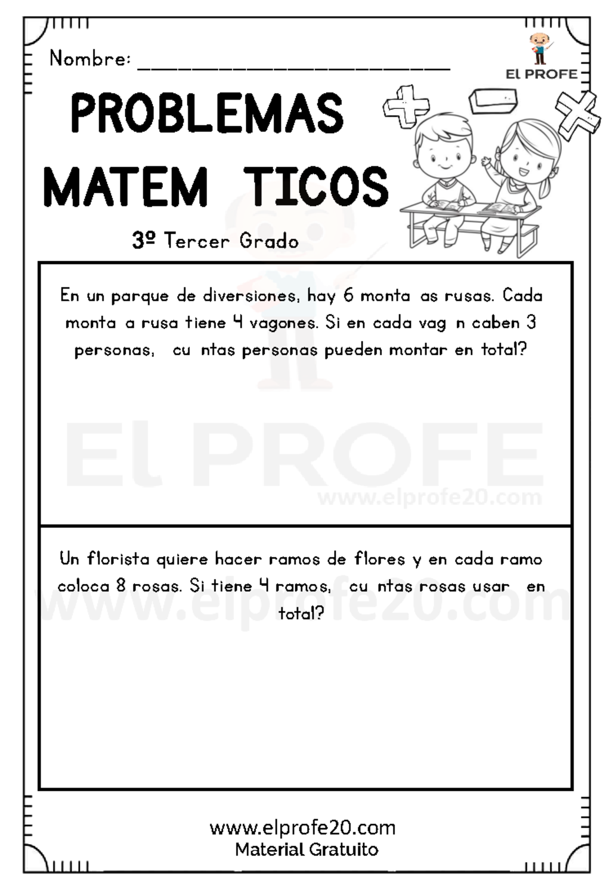 Cuadernillo de Problemas Matemáticos 3º Grado - Ejercicios y Soluciones ...
