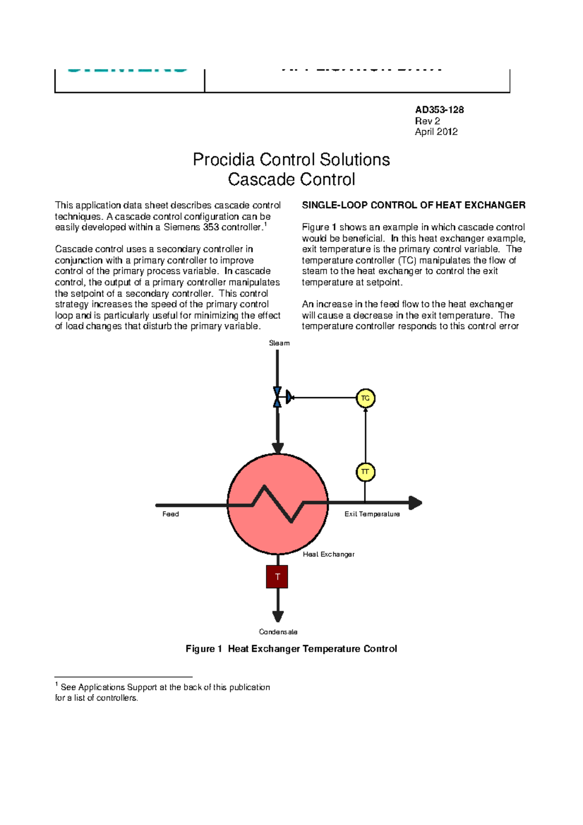 Cascade Control Techniques for Heat Exchangers - AD353-128 r2 - Studocu