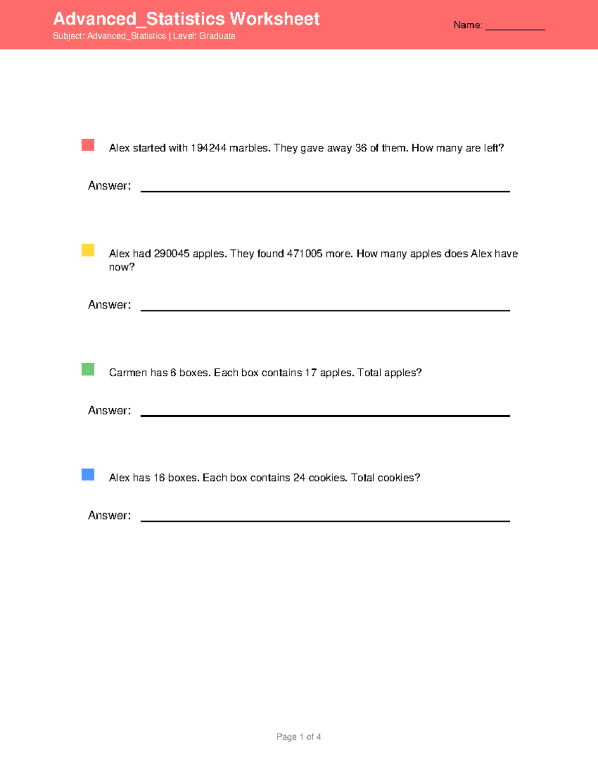 Advanced_Statistics Worksheet 3: Problem Set & Solutions - Studocu