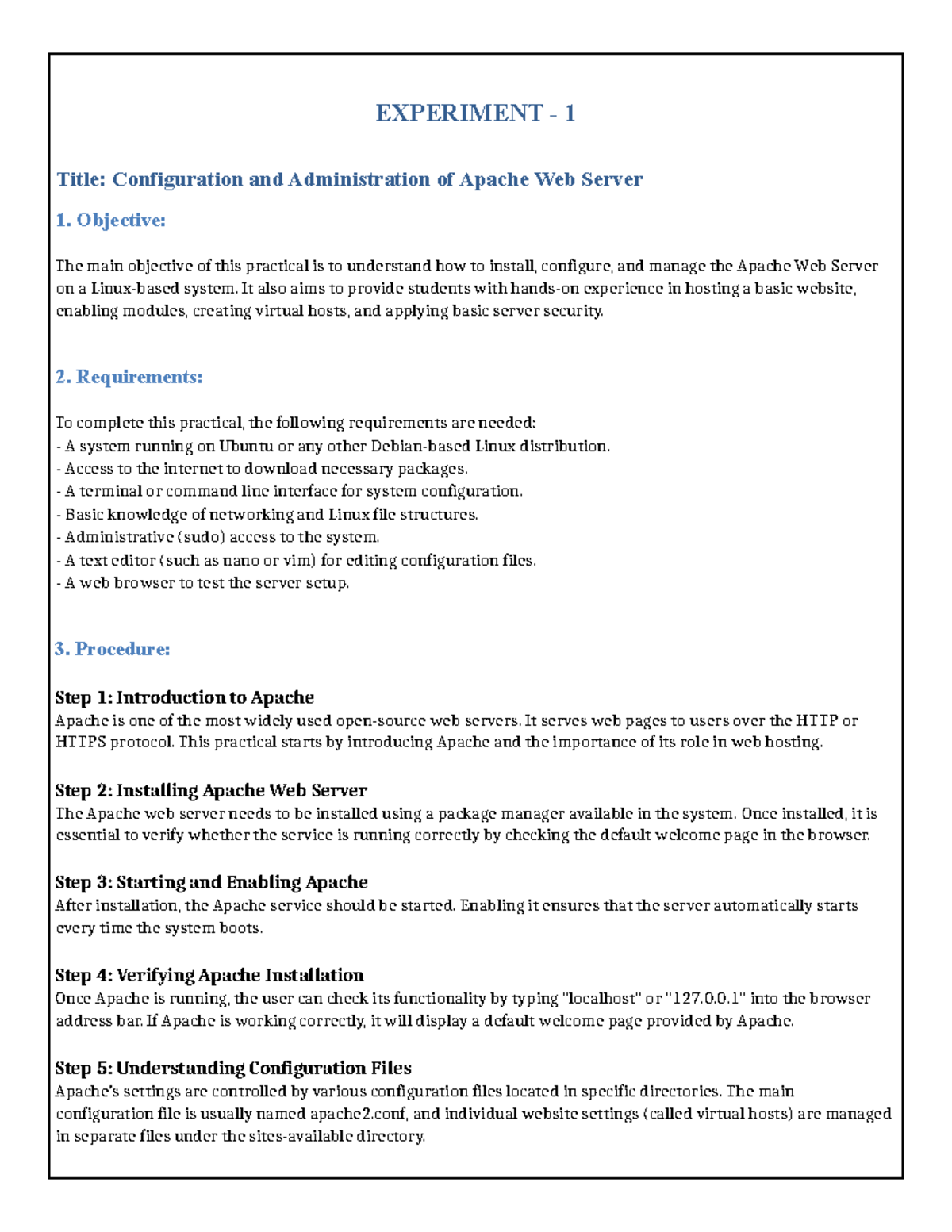 CS101: Practical on Apache Web Server Configuration and Management ...