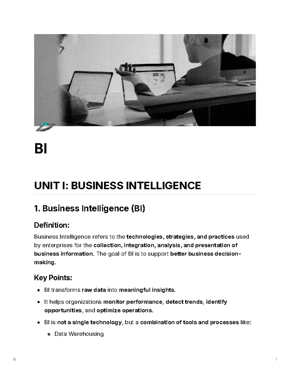 BI 101: Comprehensive Overview of Business Intelligence Concepts - Studocu