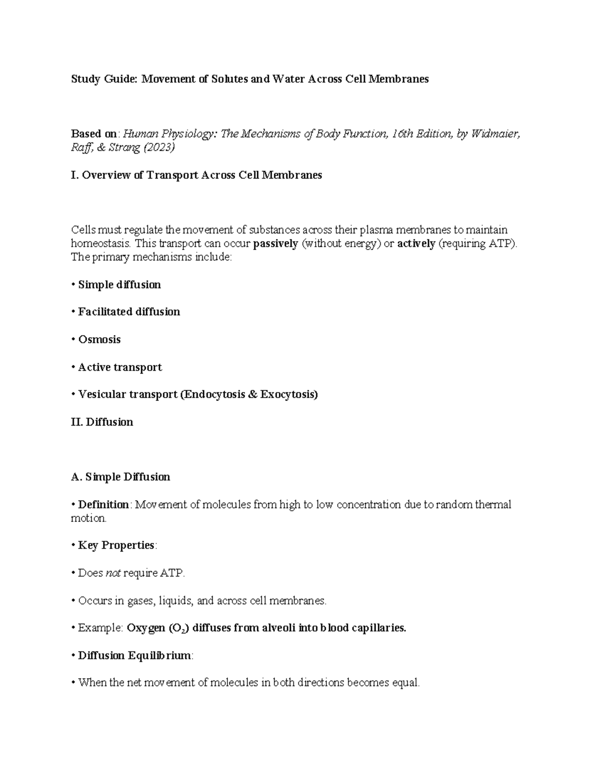 Ch 4 study guide - Anatomy chapter 4 - Study Guide: Movement of Solutes ...