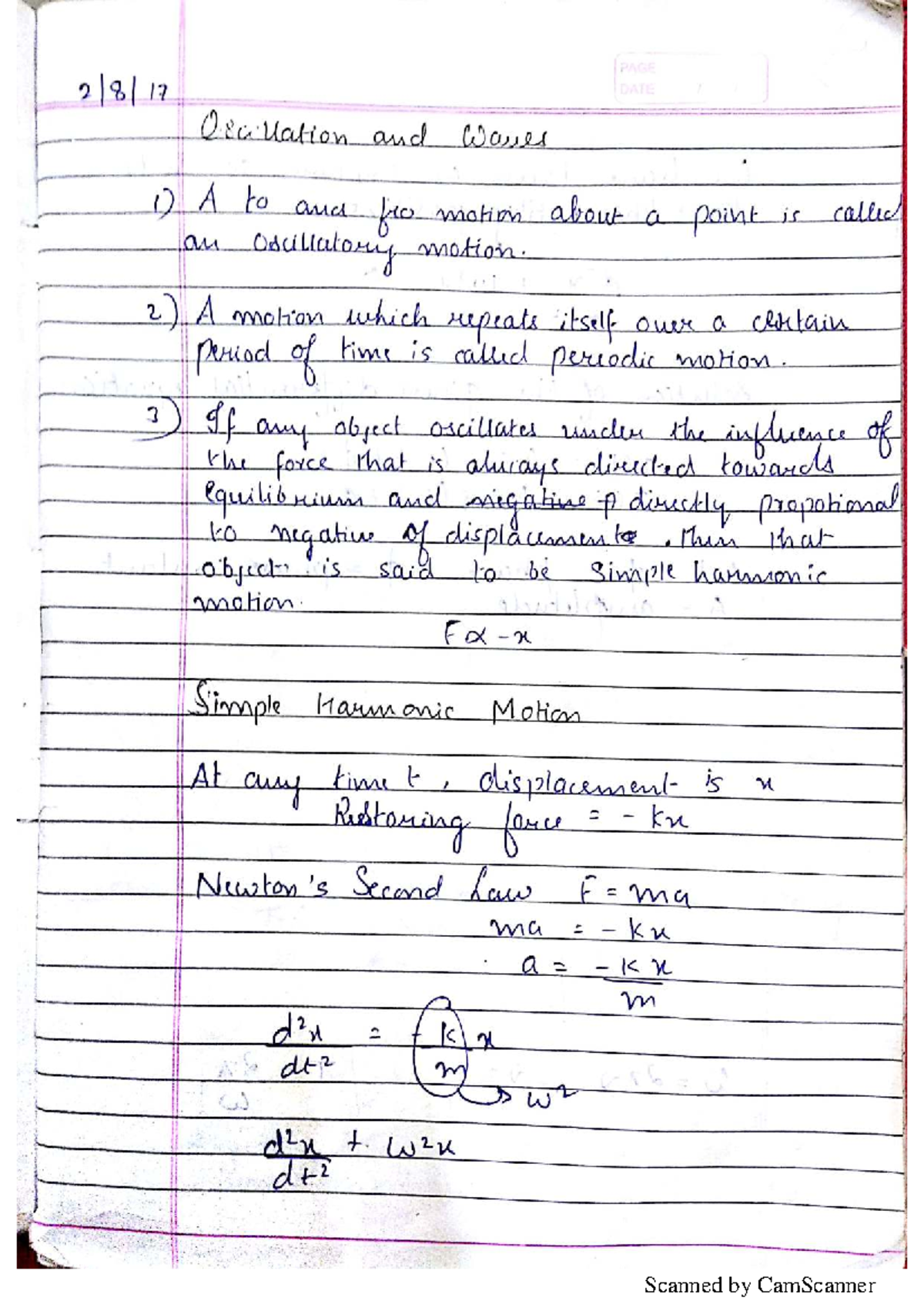 Oscillations and Waves Notes - PHYS 101 - Studocu