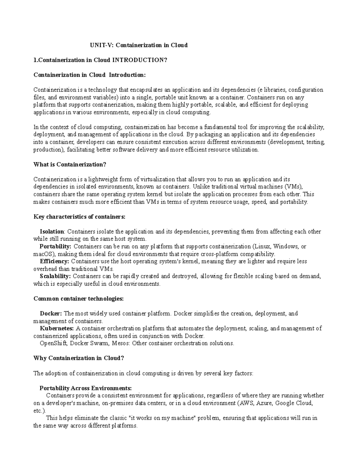 Containerization in Cloud Computing: A Comprehensive Guide (UNIT-5 ...