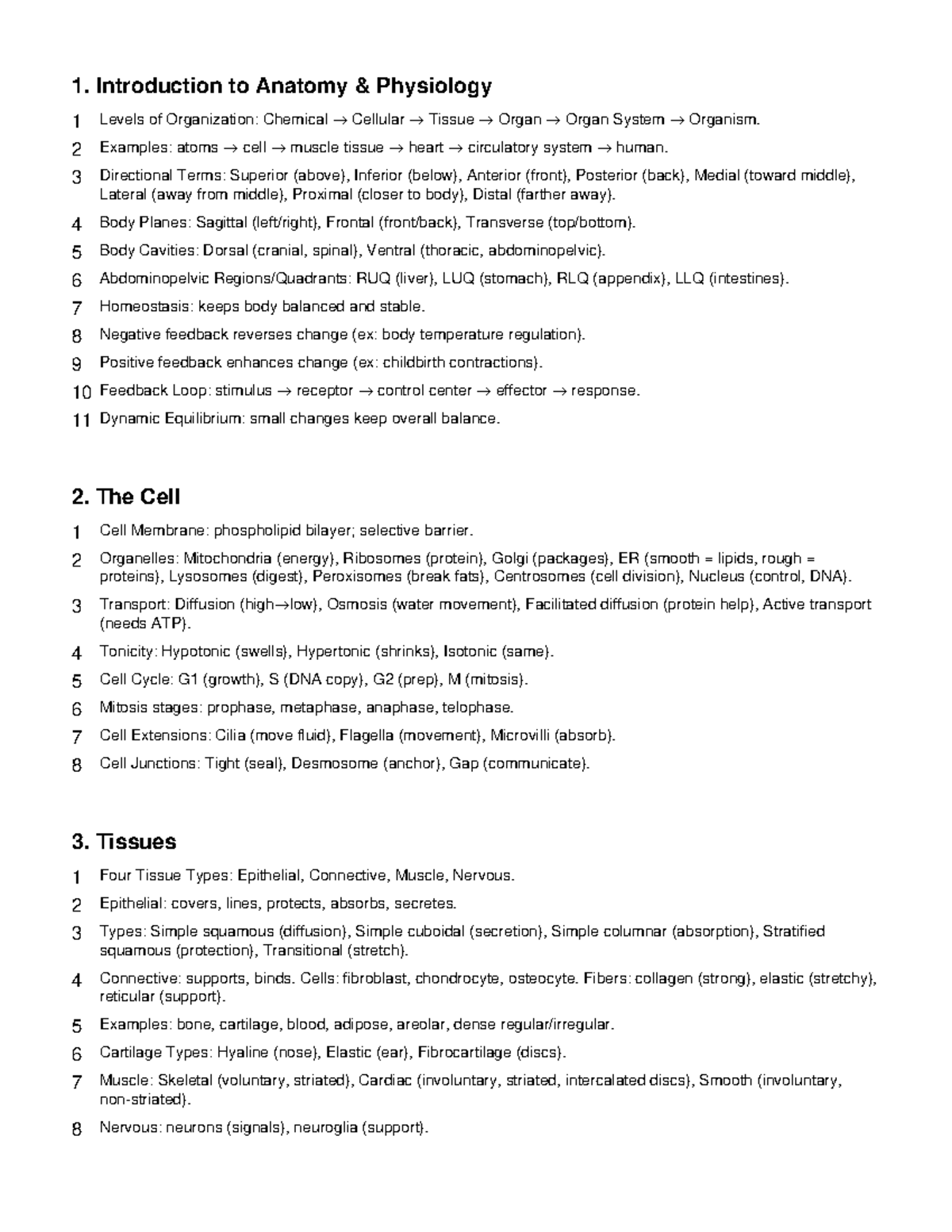 Anatomy Physiology 1 Final Study Guide: Levels, Systems & Functions ...