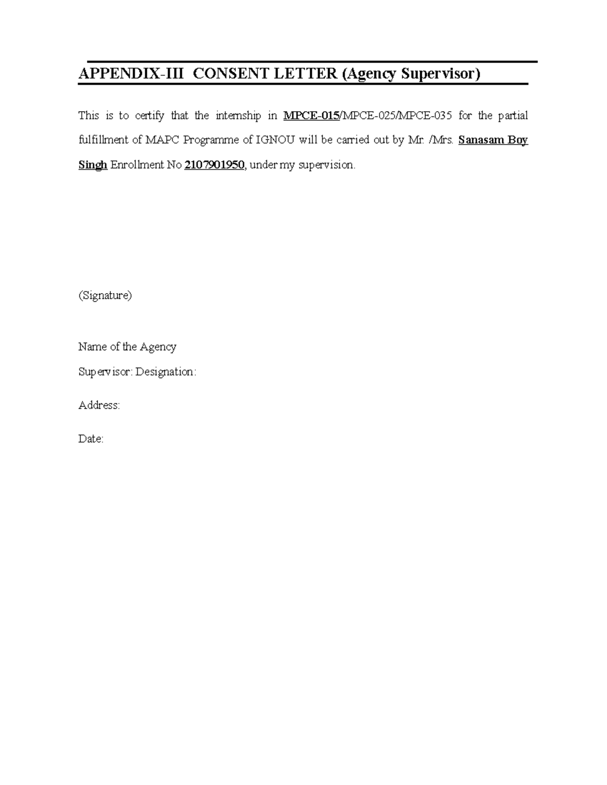 Appendix for MPCE-015/MPCE-025/MPCE-035 MAPC Internship Evaluation ...