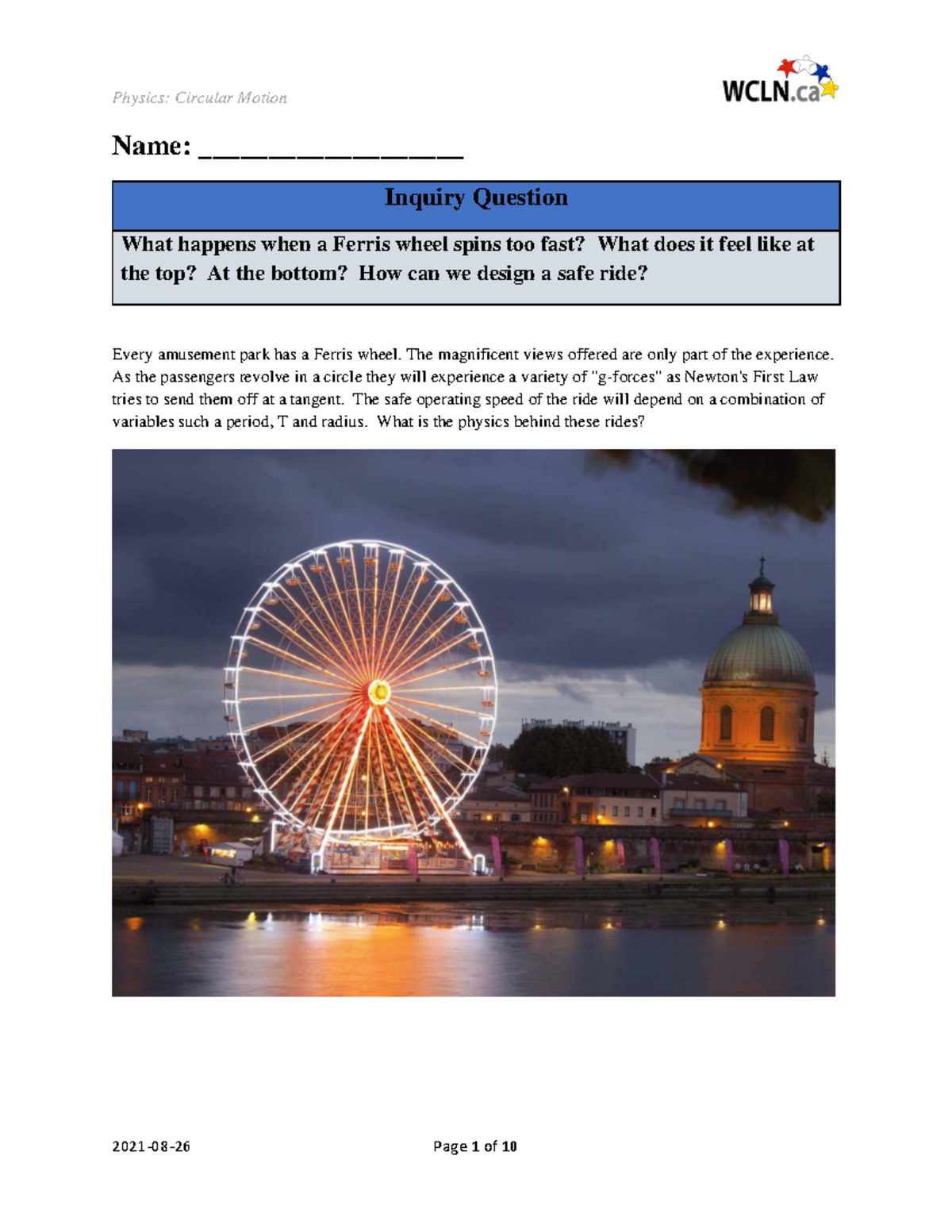 Physics Project: Understanding Ferris Wheel Dynamics - 123131 - Studocu