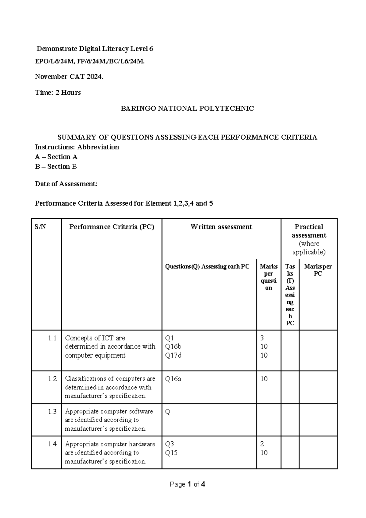 Demonstrating Digital Literacy Level 6 - November CAT 2024 Assessment ...