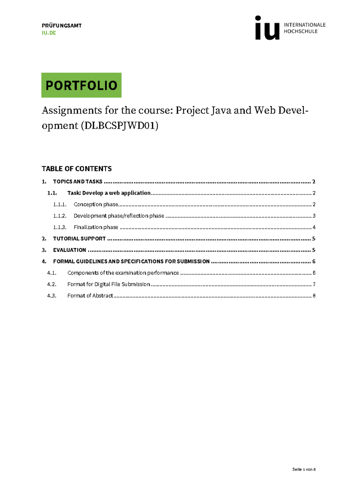 Portfolio of Assignments for Project Java & Web Development ...