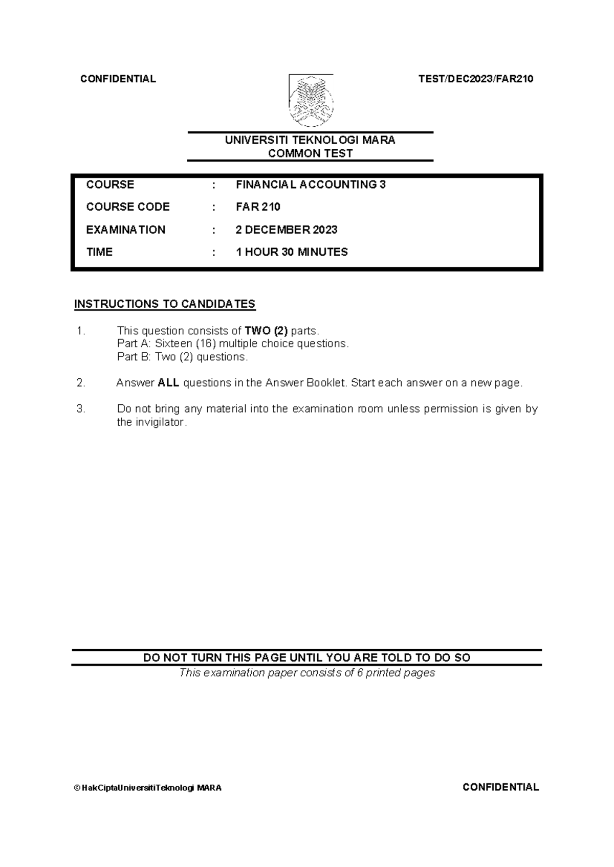 FAR 210 Common Test Dec 2023: Financial Accounting 3 Exam Questions ...
