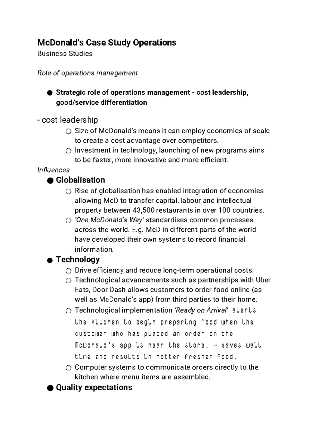 Operations Management Case Study: McDonald's Strategies and Innovations ...