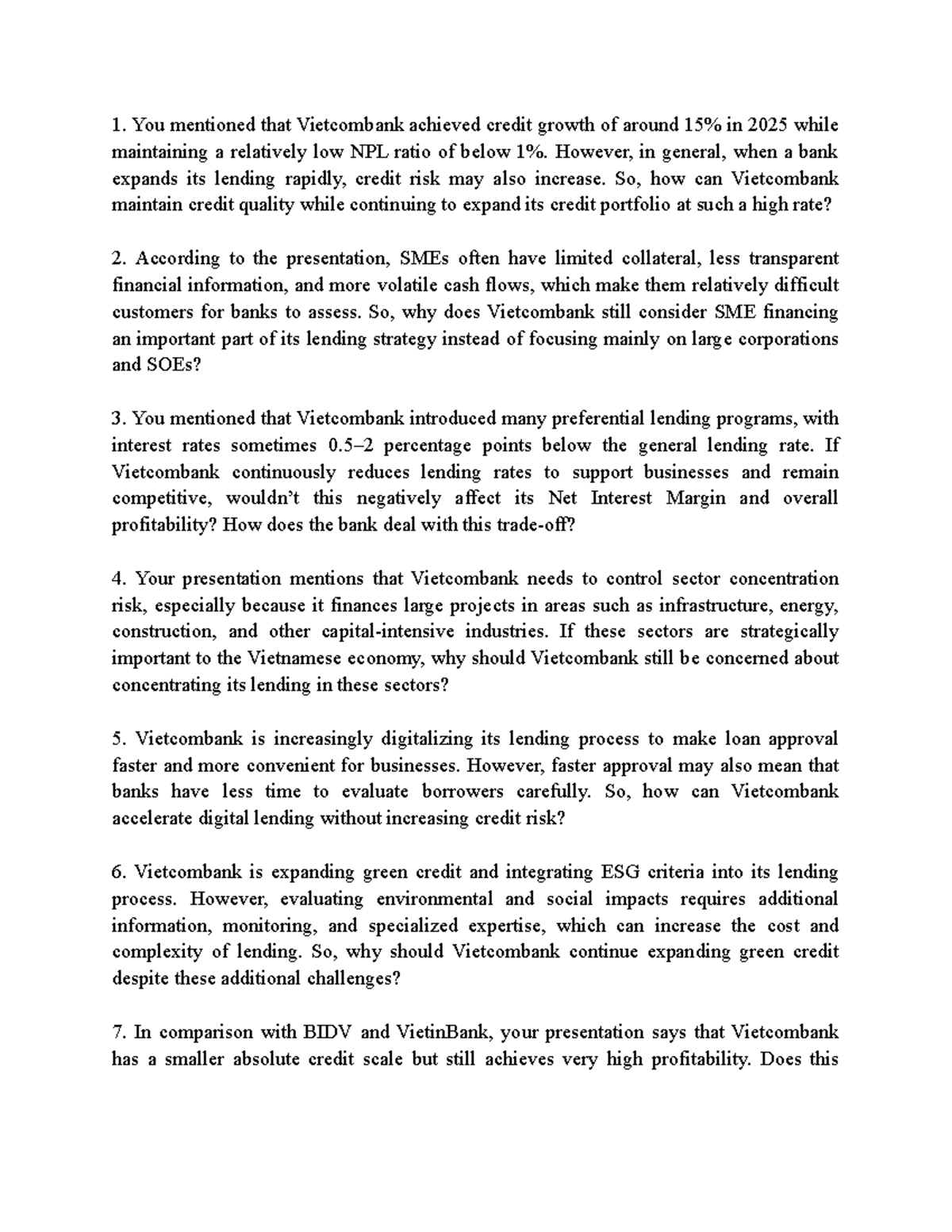 Vietcombank Lending Strategy Analysis - VCB 2025 Insights - Studocu