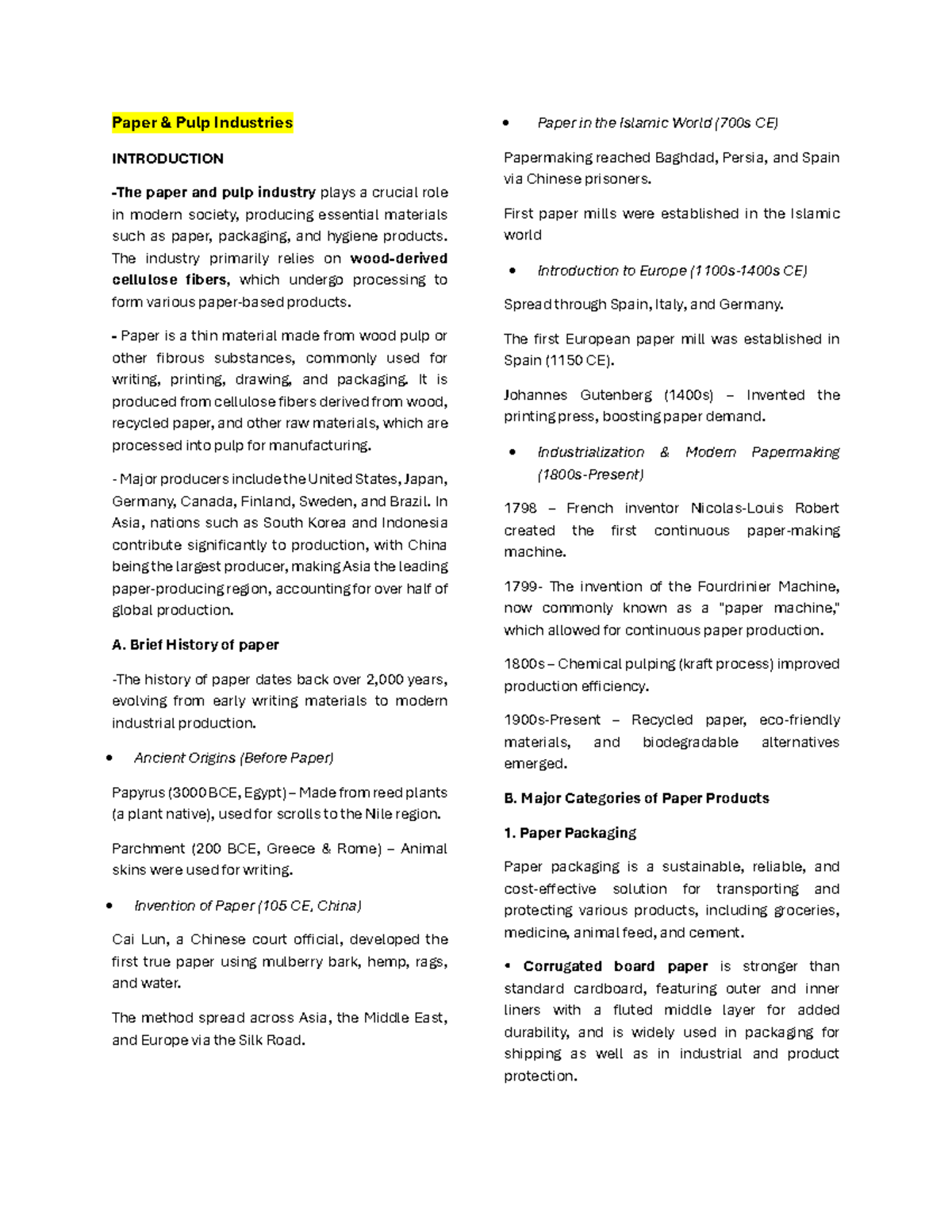 04 Paper and Pulp Industry: An In-Depth Overview - Studocu