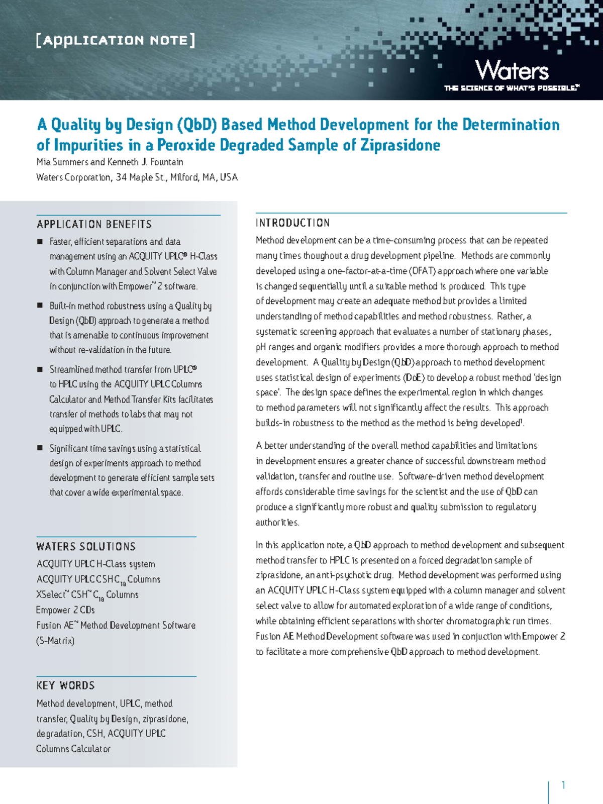 QbD Method Development for Impurity Analysis of Ziprasidone (72000 4072 ...