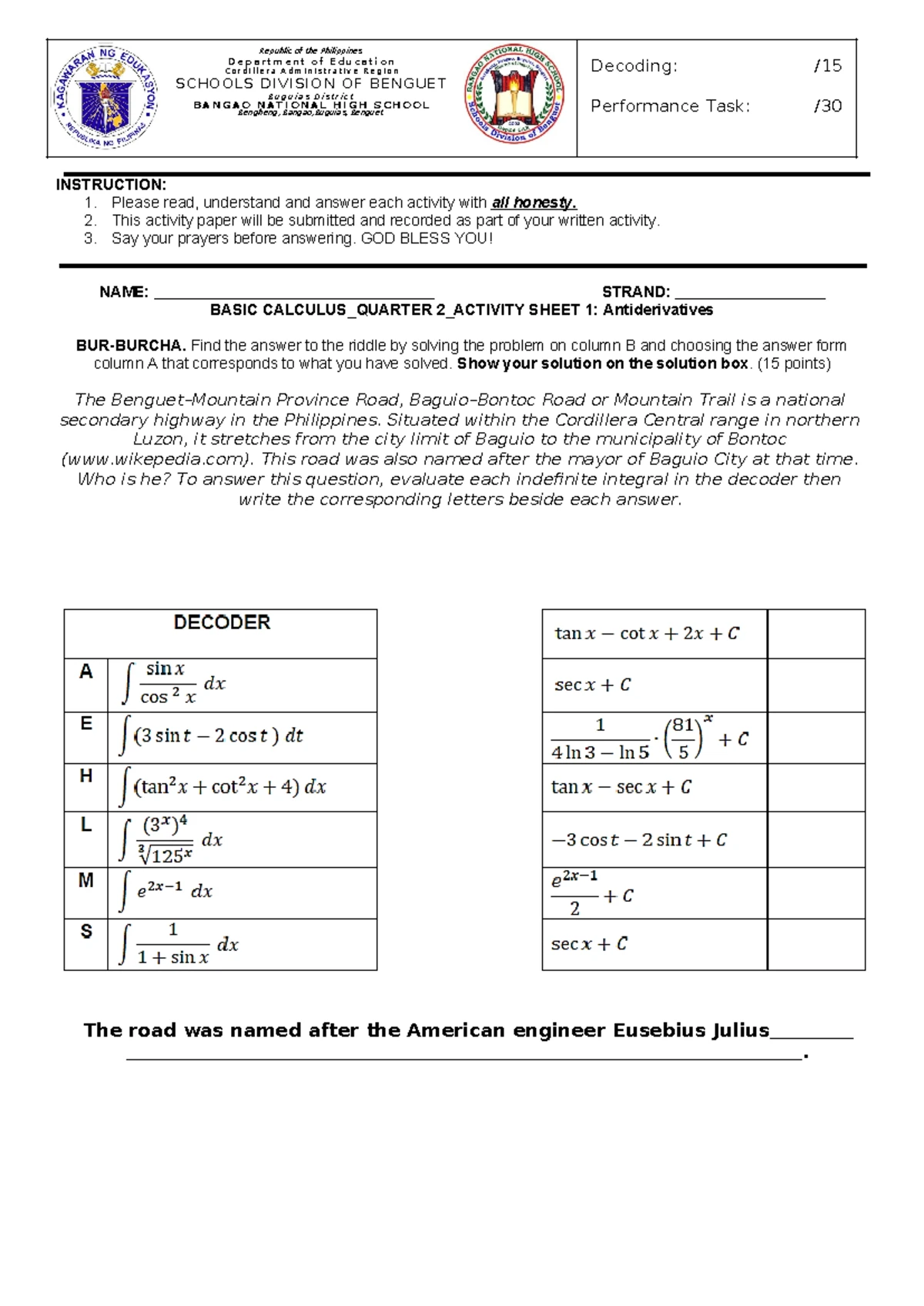 Antiderivatives Lesson and Module Q4 - Basic Calculus - Studocu