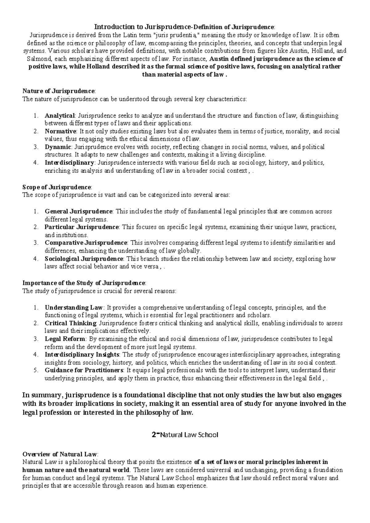 Jurisprudence Overview: Key Theories and Schools of Thought - Studocu
