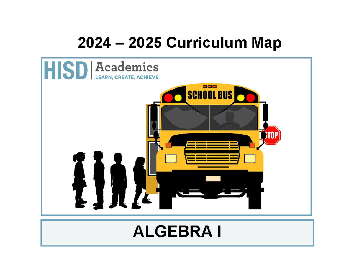 2024-2025 HISD Algebra I Curriculum Overview and Lesson Objectives ...