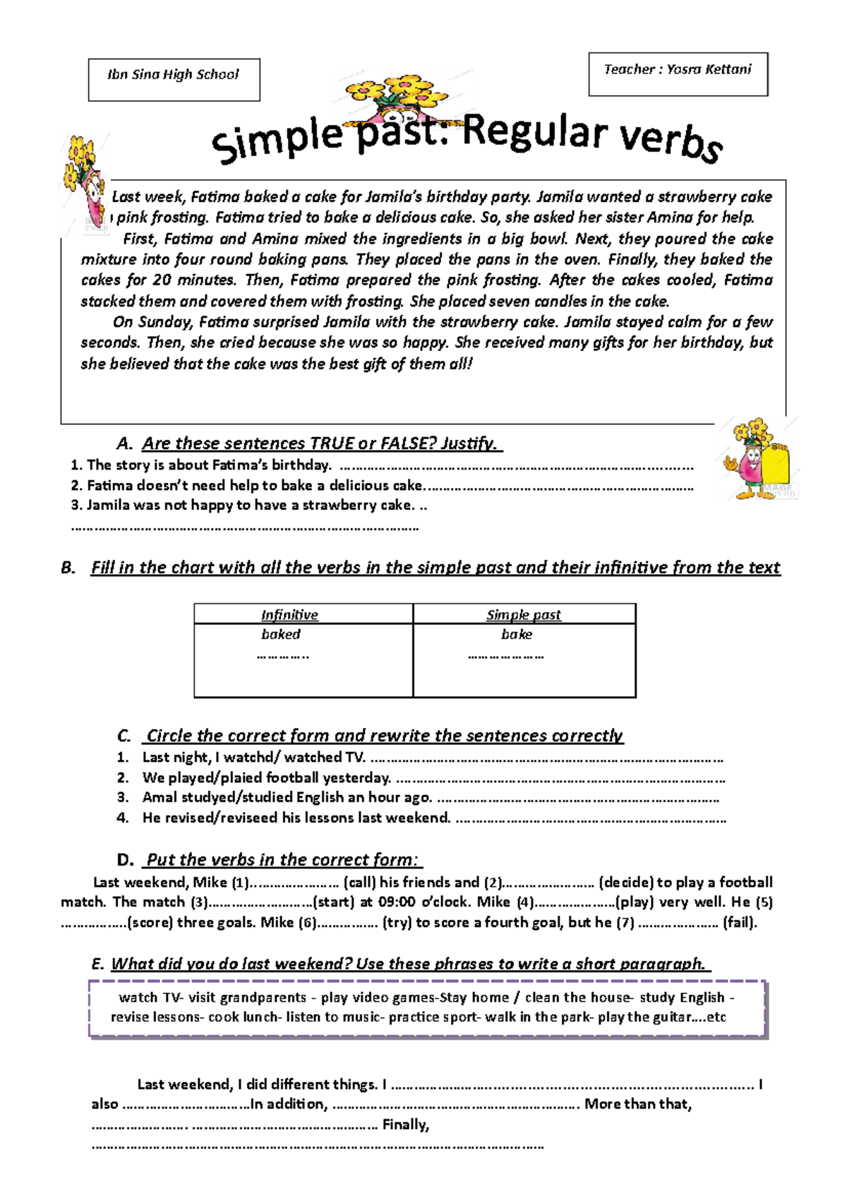 Downloadfile-54 - Simple past simplified - A. Are these sentences TRUE ...
