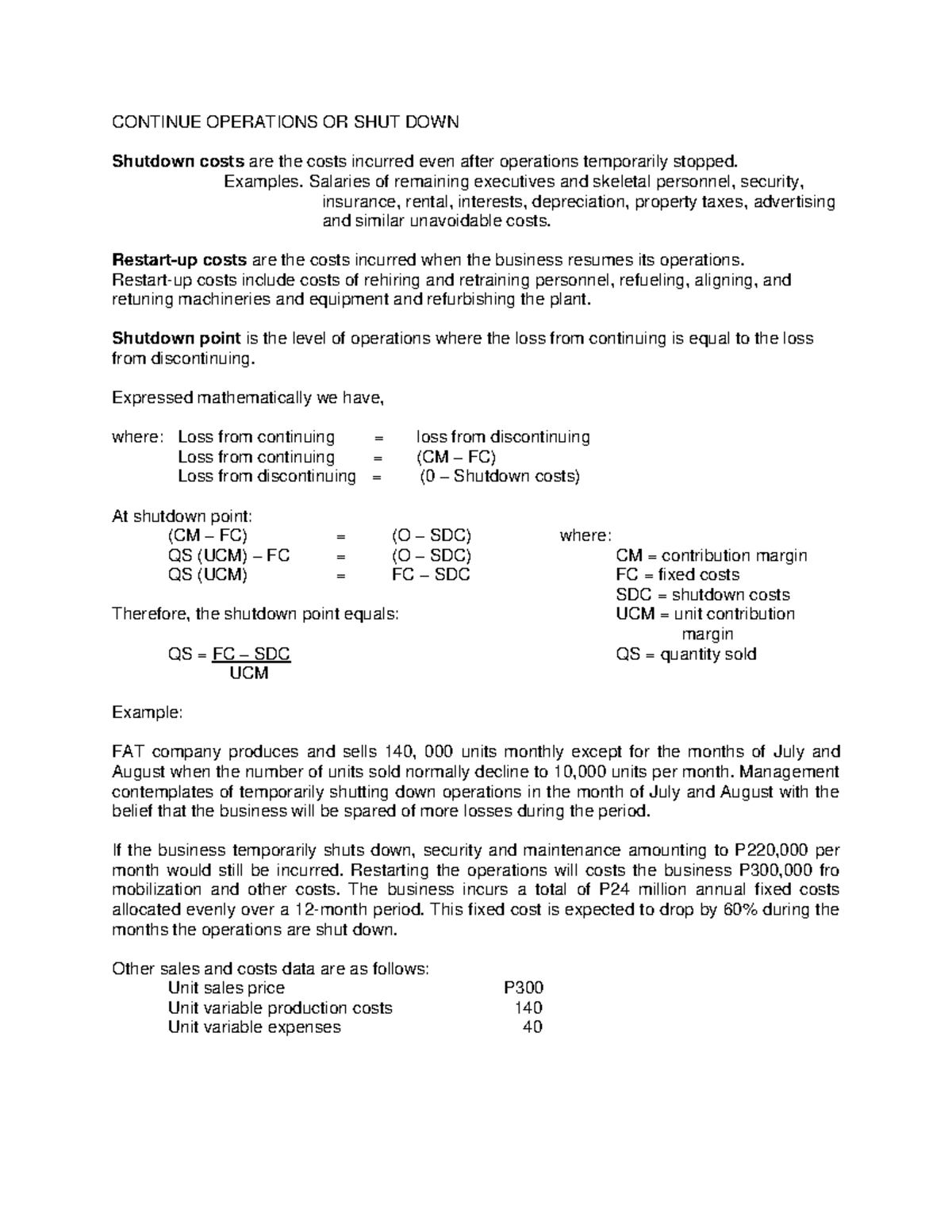 Strategic Business Analysis: Shutdown vs. Restart Costs in Business ...