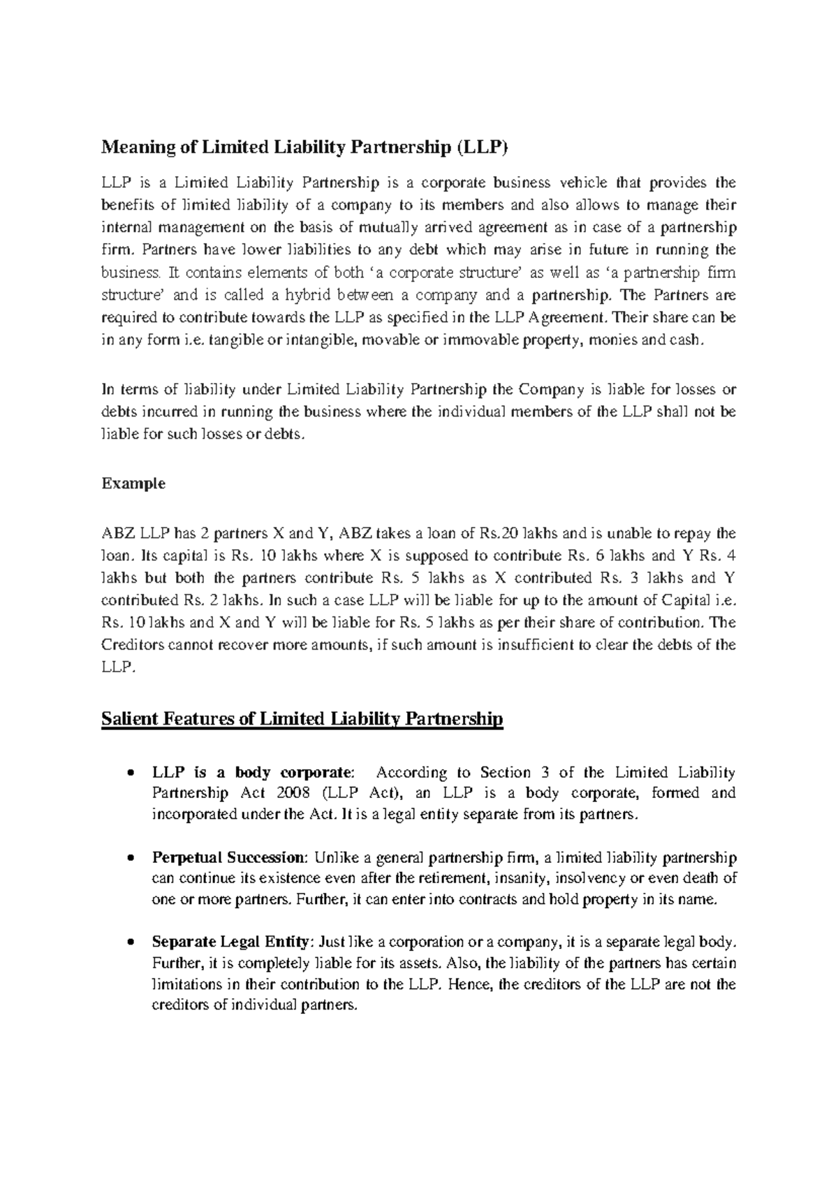 LLP - Key Features and Incorporation Process of Limited Liability ...