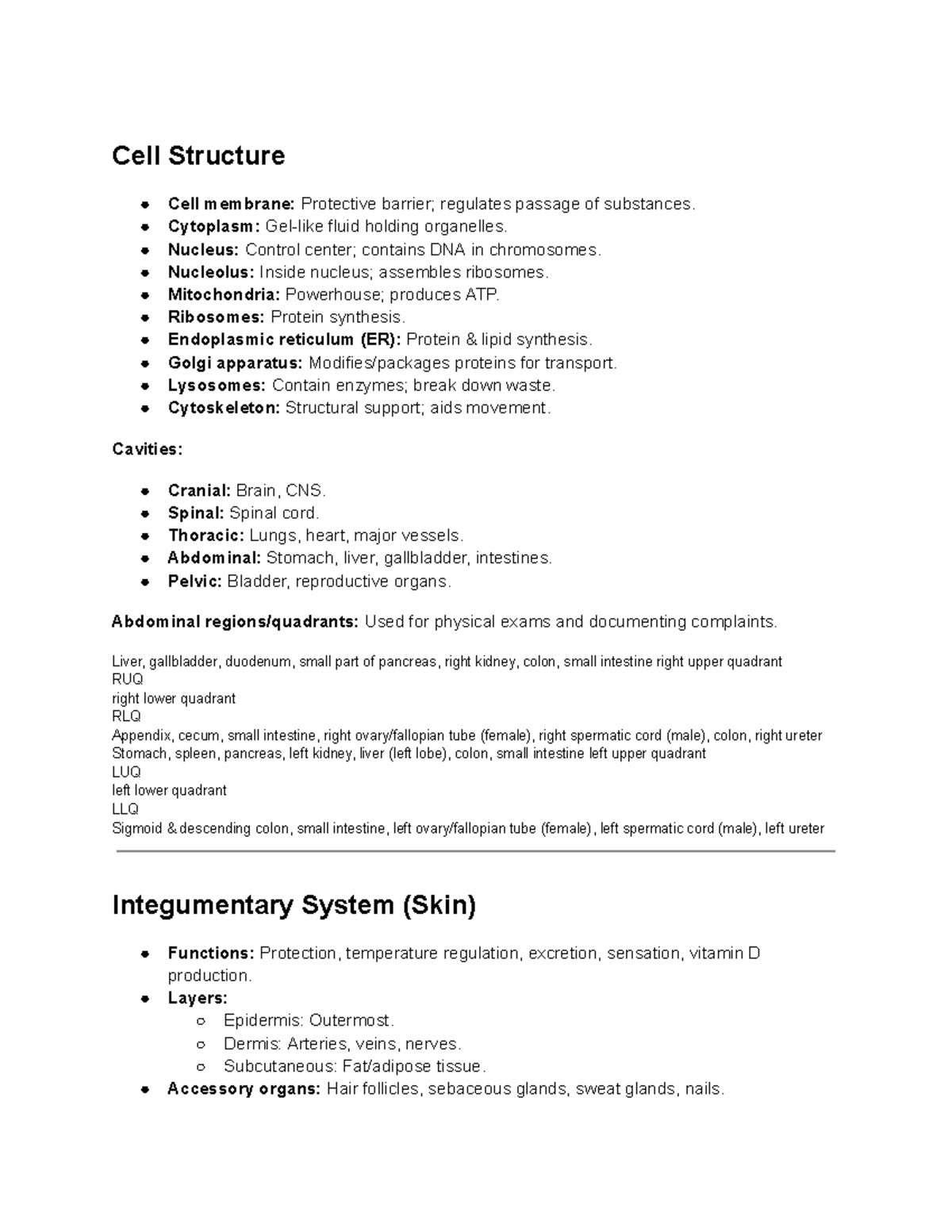 Study Guide: Human Anatomy & Physiology (ANAT 101) - Studocu