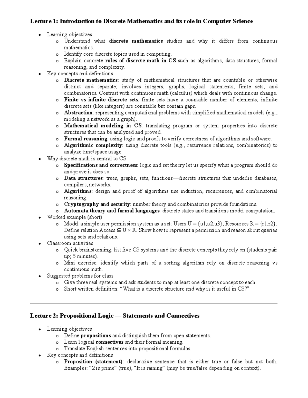 Lecture Notes on Discrete Structures - BS IT Sem I - Studocu