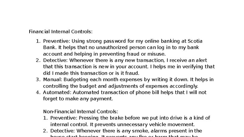 Discussion 3 - Internal Controls: Preventive, Detective, Manual ...