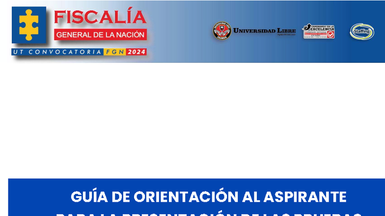 Guía de Orientación para Aspirantes a Pruebas Escritas FGN 2024 - Studocu