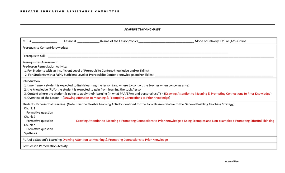 ATG-Template 2026: Private Education Adaptive Teaching Guide - Studocu