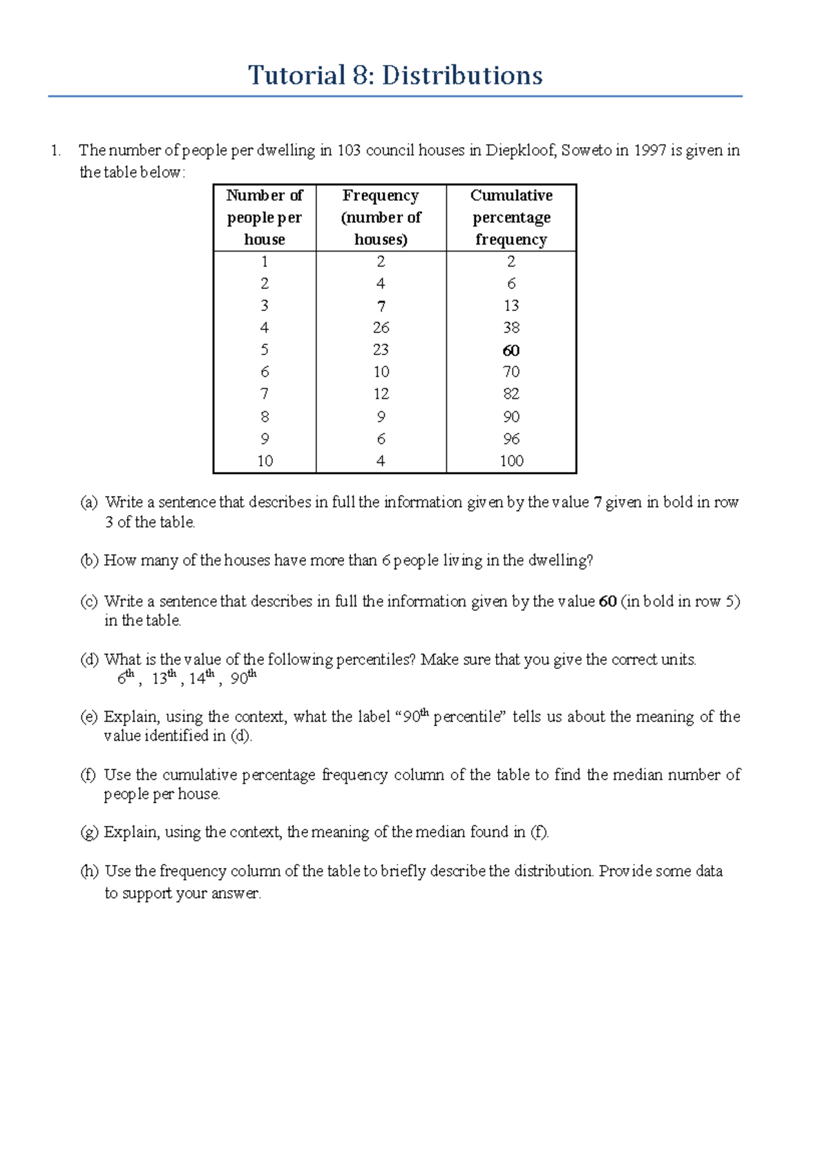 Tutorial 8: Distributions & Frequency Tables Analysis (2026) - Studocu