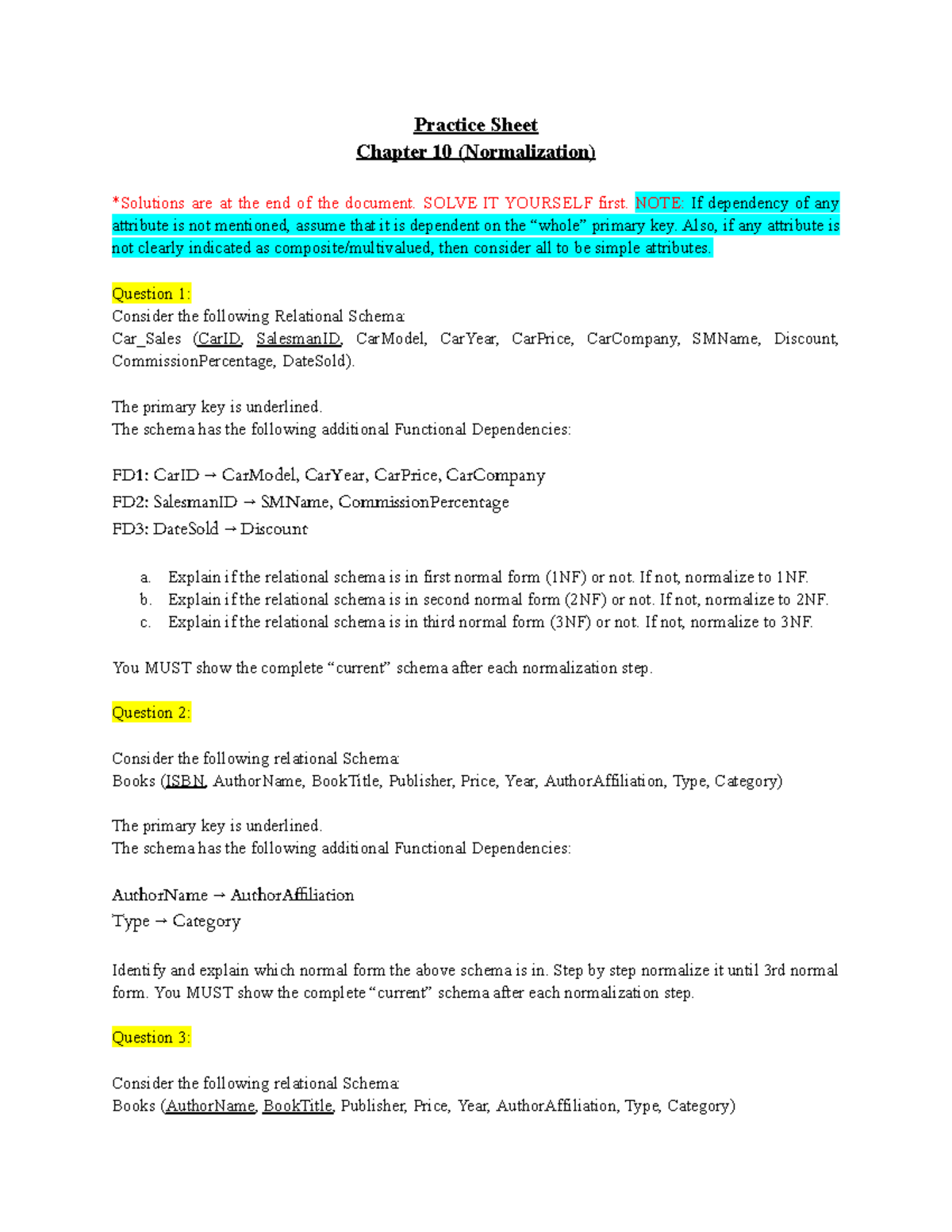 Database Normalization Notes: Chapter 10 (6) - Studocu
