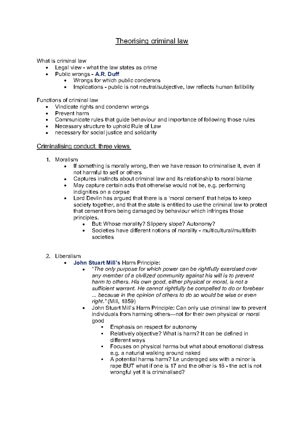 Criminal Law Theories: Understanding Key Concepts and Principles - Studocu