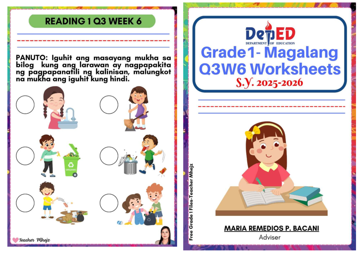 Grade 1 Q3W6 Worksheets Booklet - Teacher Mhejz - Studocu