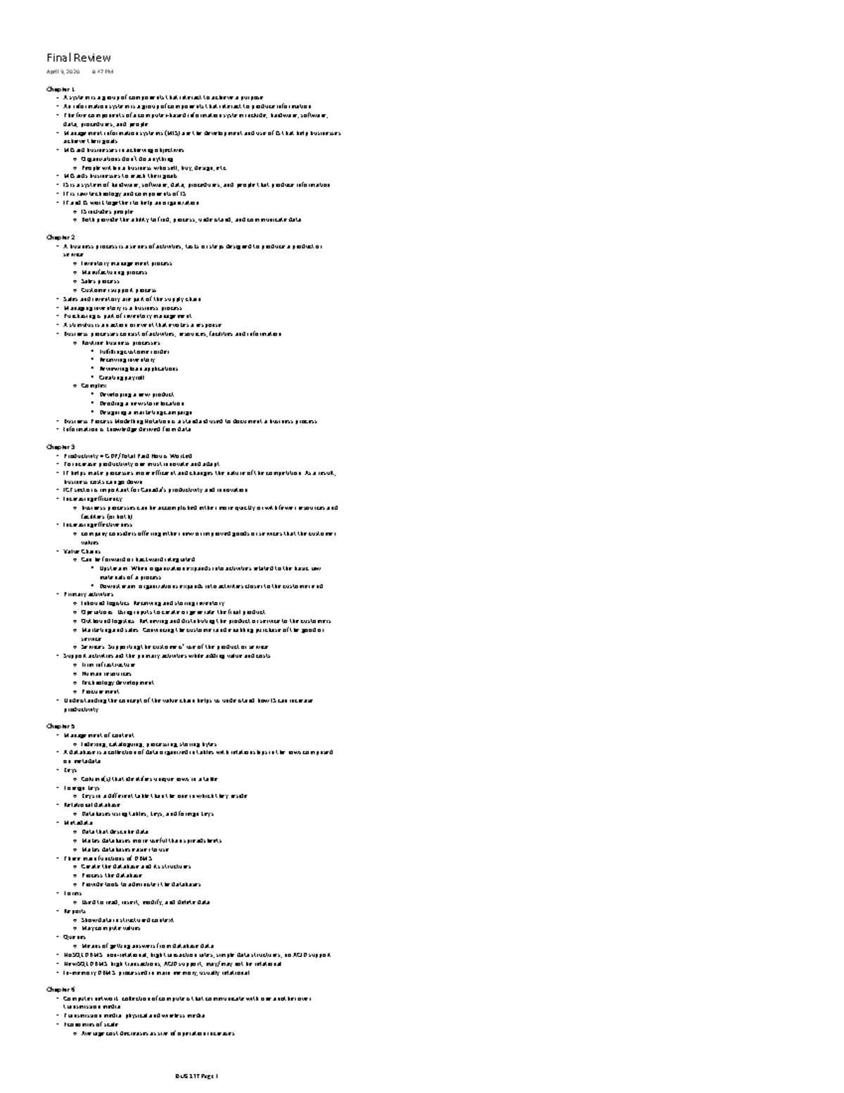 BUS 237 Notes Final - BUS 237 - SFU - Studocu