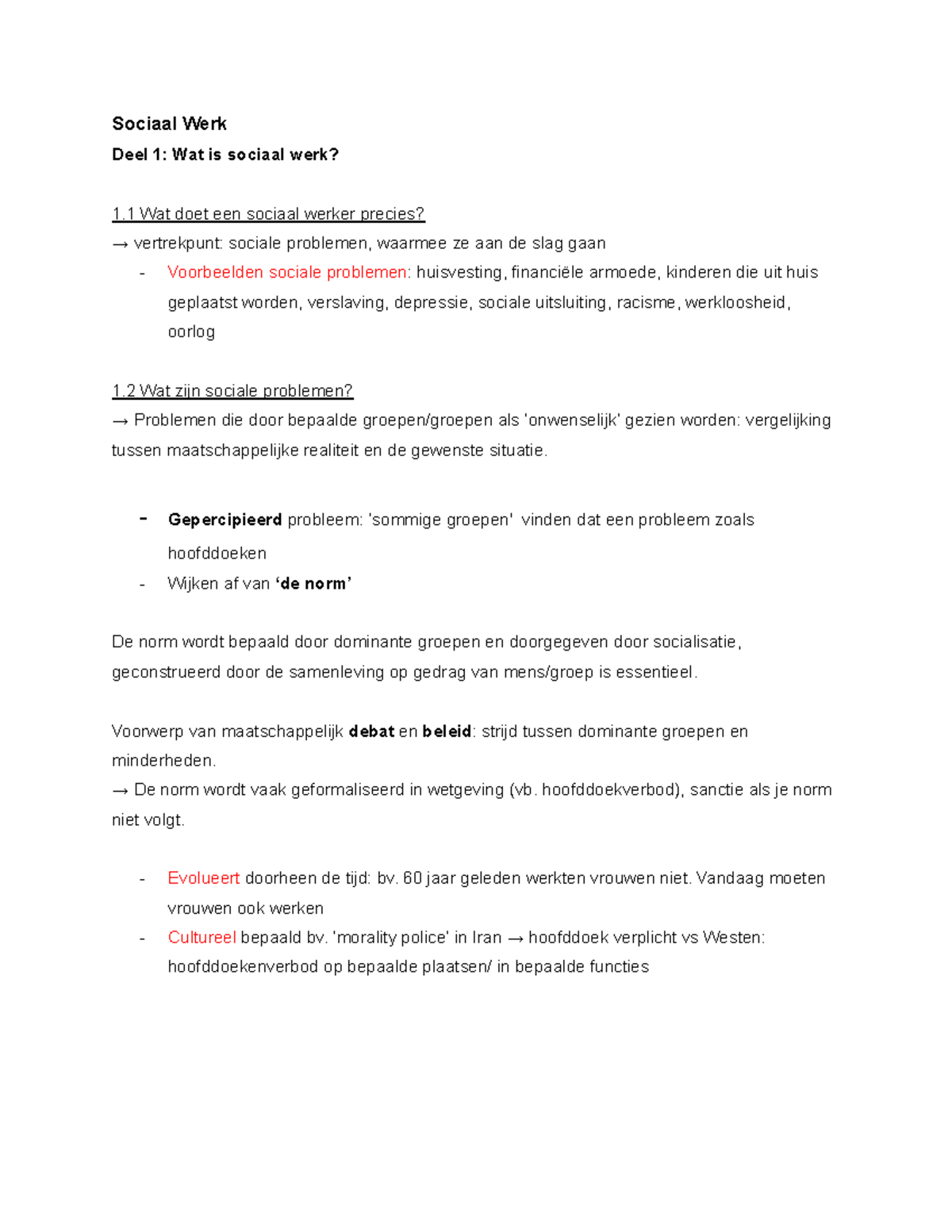 Sociaal Werk Deel 1: Definitie en Sociale Problemen in SW - Studocu