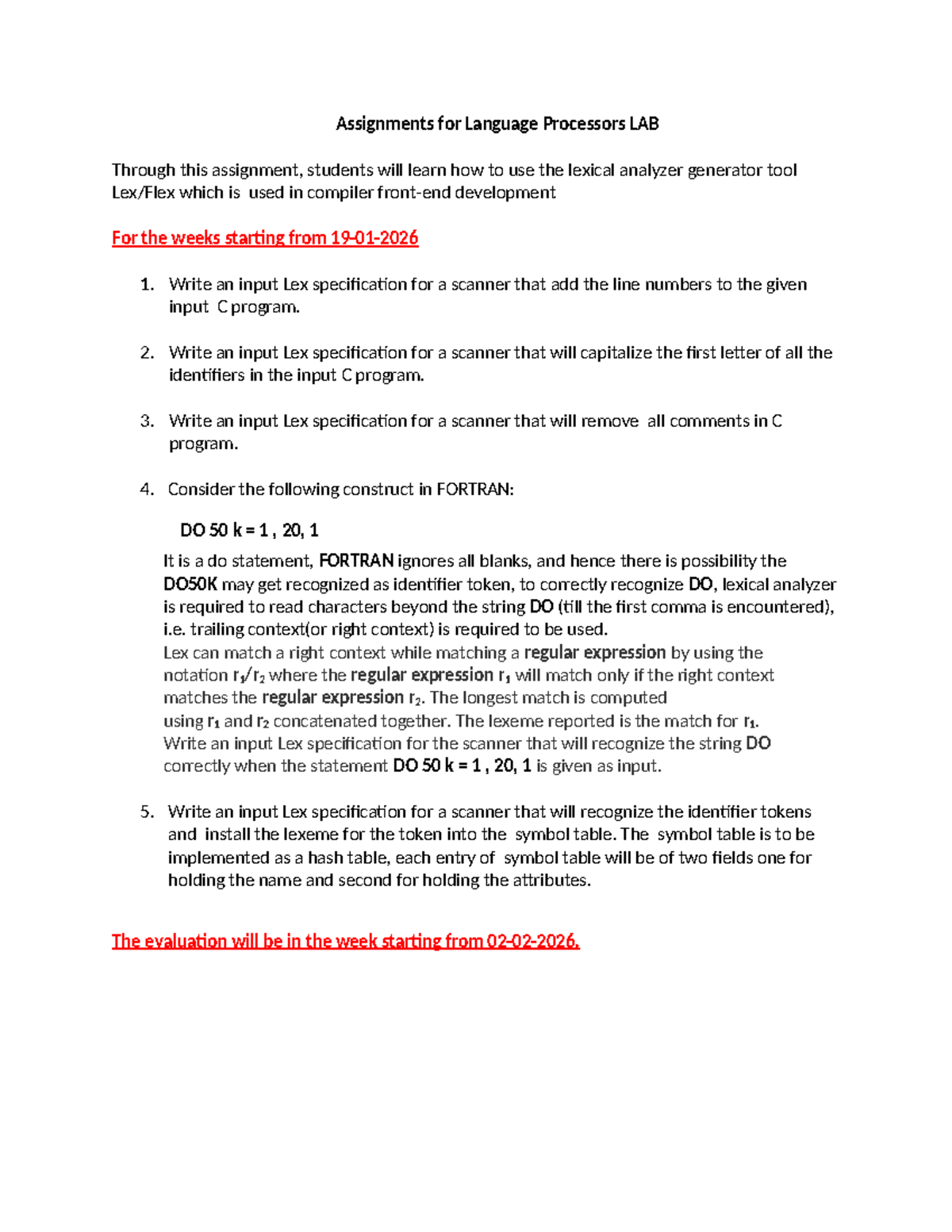Assignments for Language Processors LAB - Assignment 1 (2026) - Studocu