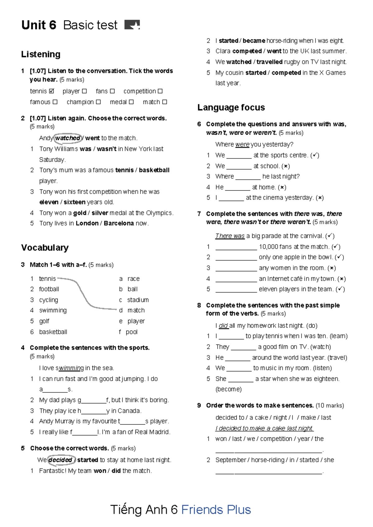 Test 6 - Basic Listening Skills and Vocabulary Practice - Studocu