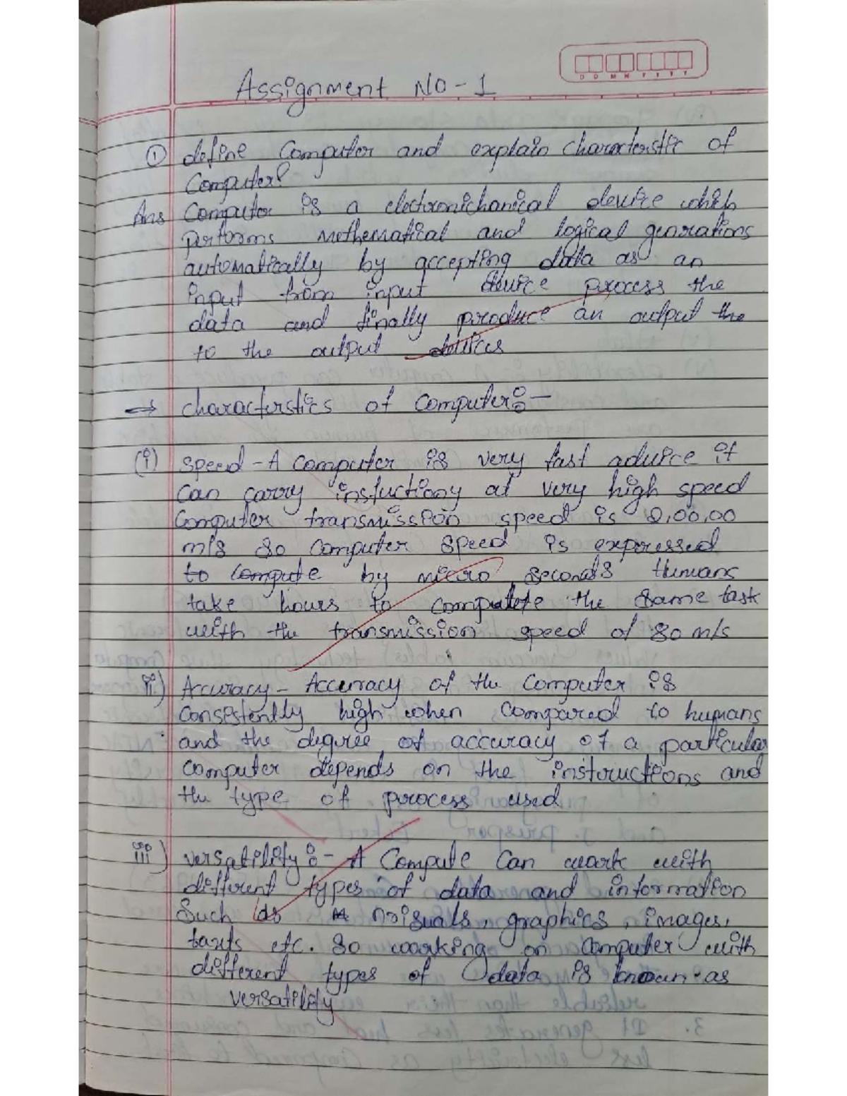 FC 101 Assignment 1: Understanding Computers and Their Characteristics ...