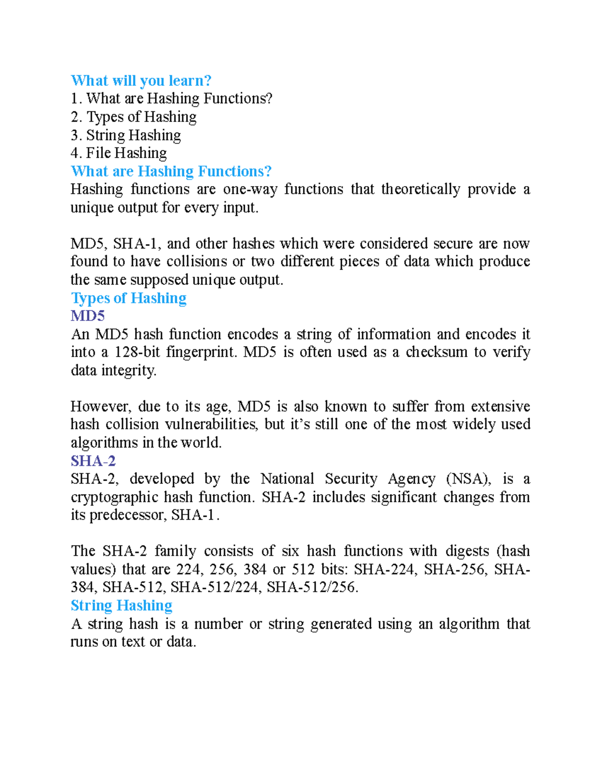 New Microsoft Word Document - What will you learn? What are Hashing ...