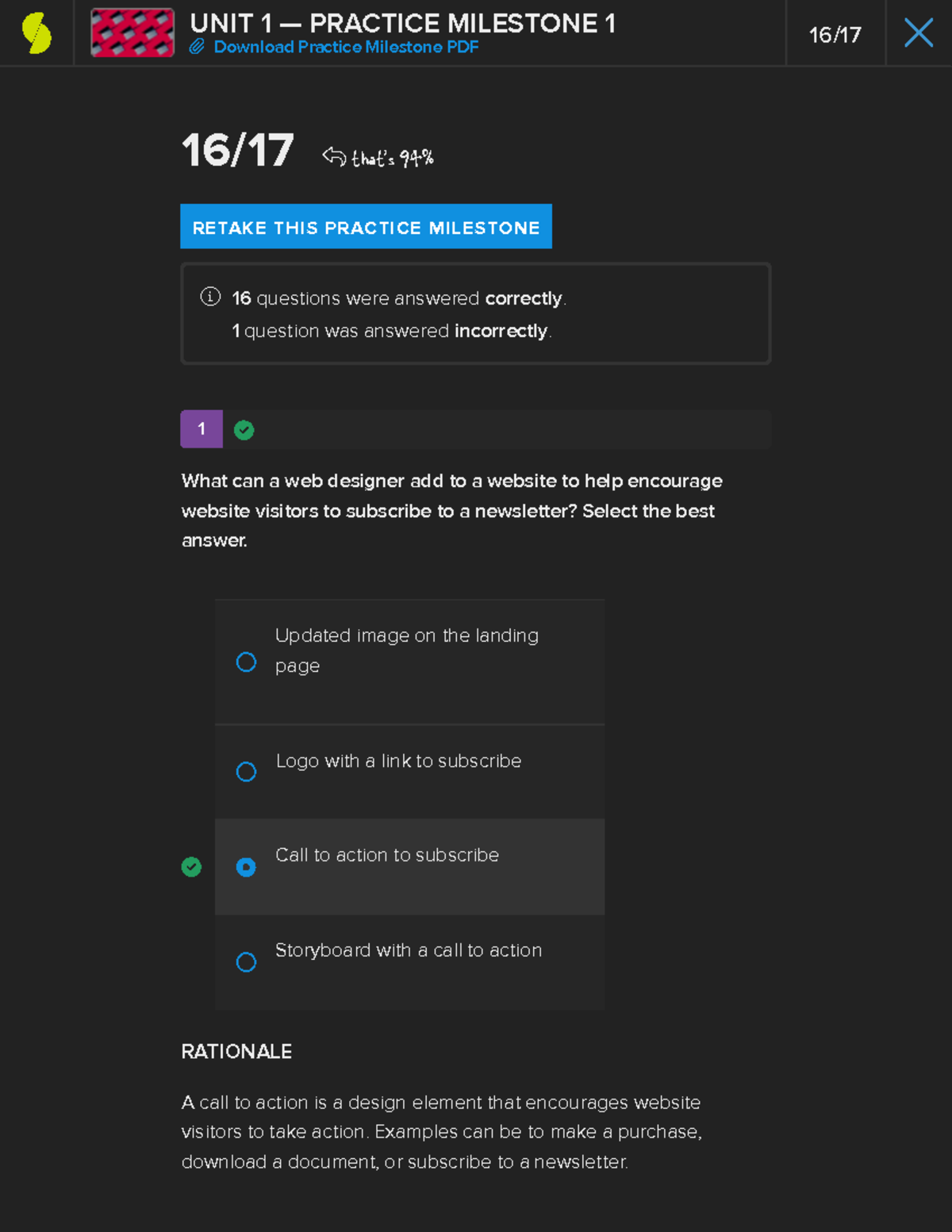 Web Design Fundamentals: Practice Milestone 1 Evaluation - Studocu