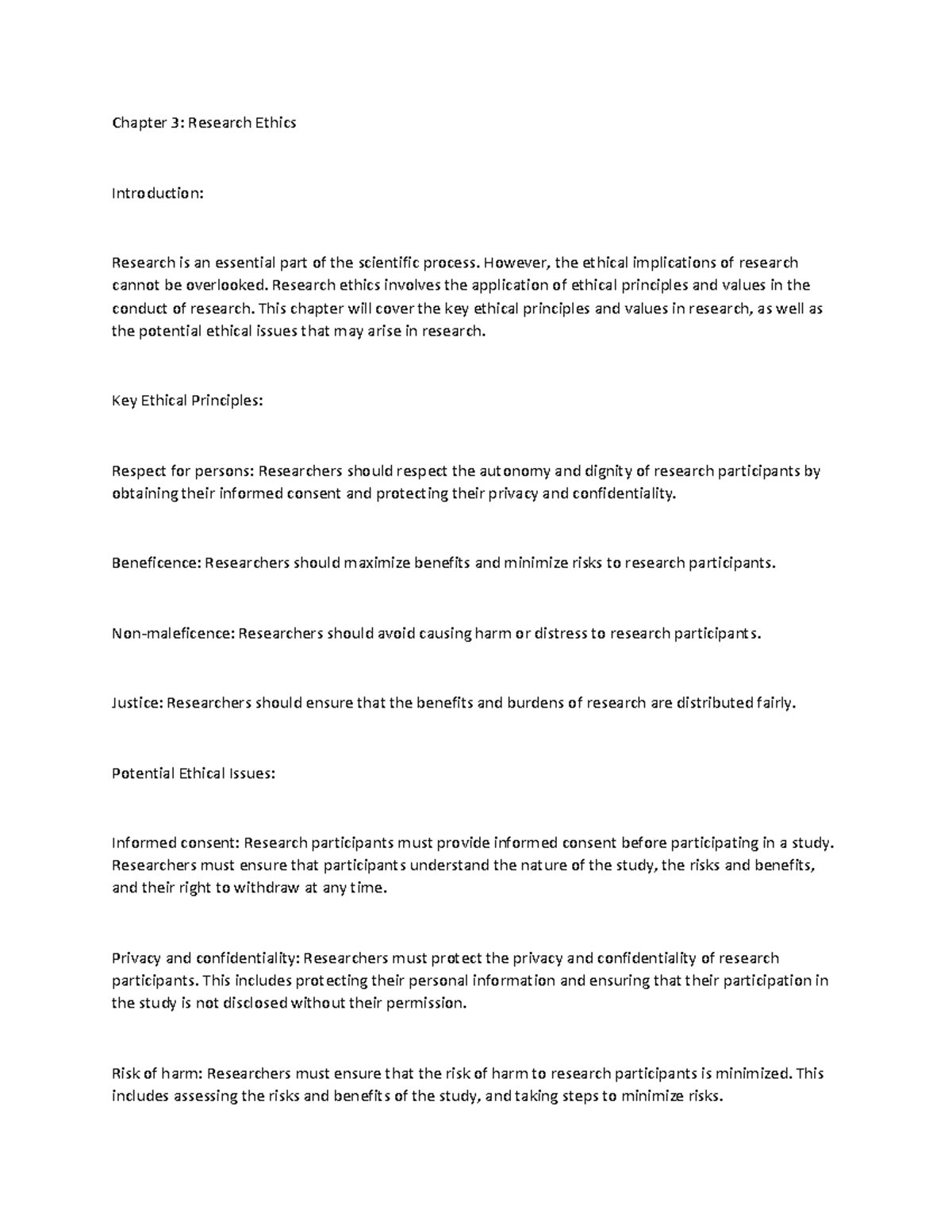 Chapter 3: Research Ethics in Scientific Inquiry - Studocu